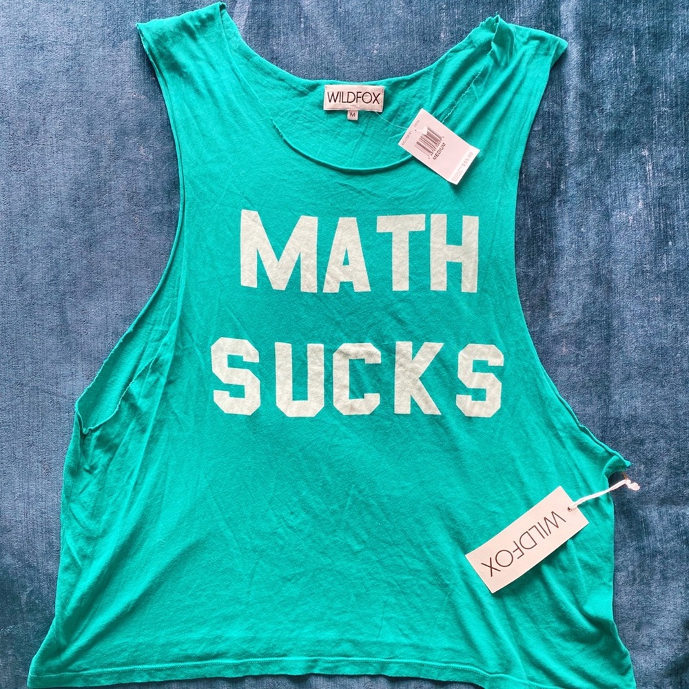 NWT Authentic Wildfox MATH SUCKS Graphic Tank Top